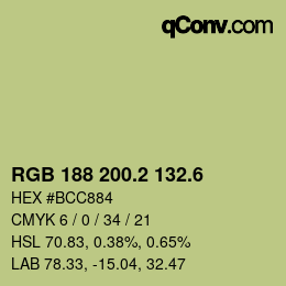 カラーコード: RGB 188 200.2 132.6 | qconv.com