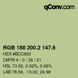 カラーコード: RGB 188 200.2 147.6 | qconv.com