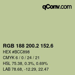 カラーコード: RGB 188 200.2 152.6 | qconv.com