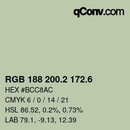 カラーコード: RGB 188 200.2 172.6 | qconv.com