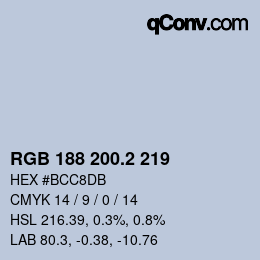 カラーコード: RGB 188 200.2 219 | qconv.com
