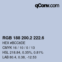カラーコード: RGB 188 200.2 222.6 | qconv.com