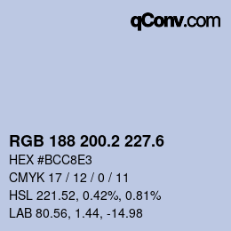 カラーコード: RGB 188 200.2 227.6 | qconv.com