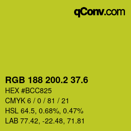 カラーコード: RGB 188 200.2 37.6 | qconv.com