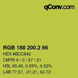 カラーコード: RGB 188 200.2 66 | qconv.com