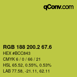 カラーコード: RGB 188 200.2 67.6 | qconv.com