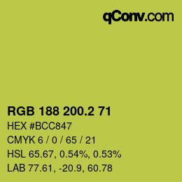 カラーコード: RGB 188 200.2 71 | qconv.com