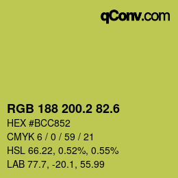 カラーコード: RGB 188 200.2 82.6 | qconv.com