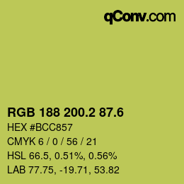 カラーコード: RGB 188 200.2 87.6 | qconv.com