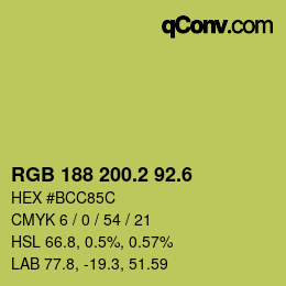 カラーコード: RGB 188 200.2 92.6 | qconv.com