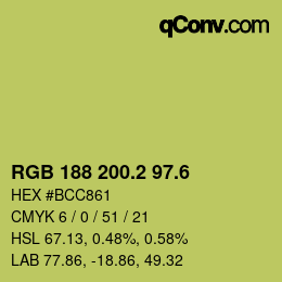 カラーコード: RGB 188 200.2 97.6 | qconv.com