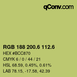 カラーコード: RGB 188 200.6 112.6 | qconv.com