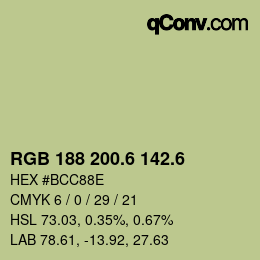 カラーコード: RGB 188 200.6 142.6 | qconv.com