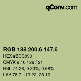 カラーコード: RGB 188 200.6 147.6 | qconv.com