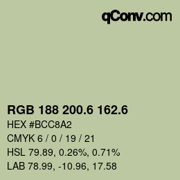 カラーコード: RGB 188 200.6 162.6 | qconv.com