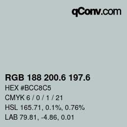 カラーコード: RGB 188 200.6 197.6 | qconv.com