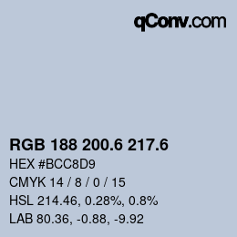 カラーコード: RGB 188 200.6 217.6 | qconv.com