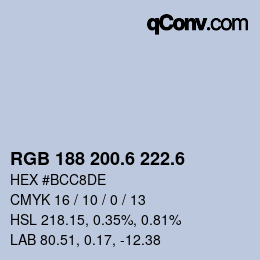 カラーコード: RGB 188 200.6 222.6 | qconv.com