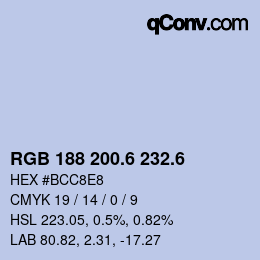 カラーコード: RGB 188 200.6 232.6 | qconv.com