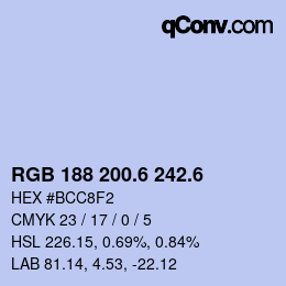 カラーコード: RGB 188 200.6 242.6 | qconv.com