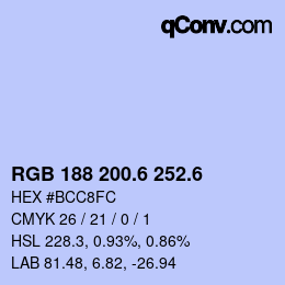カラーコード: RGB 188 200.6 252.6 | qconv.com