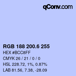 カラーコード: RGB 188 200.6 255 | qconv.com