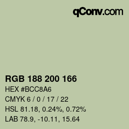 カラーコード: RGB 188 200 166 | qconv.com