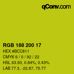 Color code: RGB 188 200 17 | qconv.com
