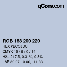 Código de color: RGB 188 200 220 | qconv.com