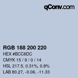 颜色代码: RGB 188 200 220 | qconv.com