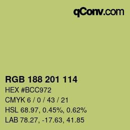 Color code: RGB 188 201 114 | qconv.com