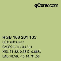 Color code: RGB 188 201 135 | qconv.com