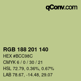 Color code: RGB 188 201 140 | qconv.com