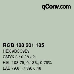 Color code: RGB 188 201 185 | qconv.com