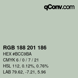 Color code: RGB 188 201 186 | qconv.com