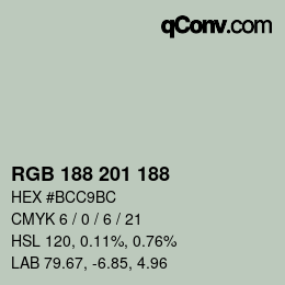 Color code: RGB 188 201 188 | qconv.com