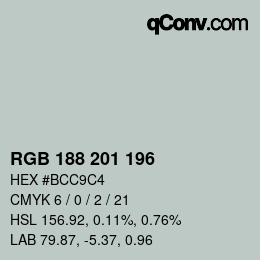 Color code: RGB 188 201 196 | qconv.com