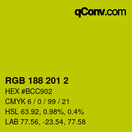 Color code: RGB 188 201 2 | qconv.com