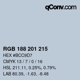 Color code: RGB 188 201 215 | qconv.com