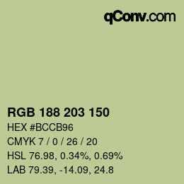 颜色代码: RGB 188 203 150 | qconv.com