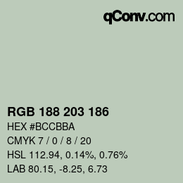 Color code: RGB 188 203 186 | qconv.com