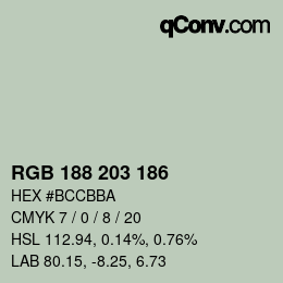 颜色代码: RGB 188 203 186 | qconv.com