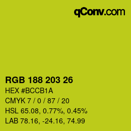 Color code: RGB 188 203 26 | qconv.com