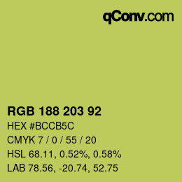 Color code: RGB 188 203 92 | qconv.com