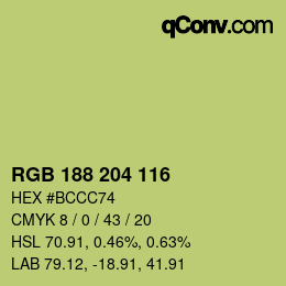 カラーコード: RGB 188 204 116 | qconv.com