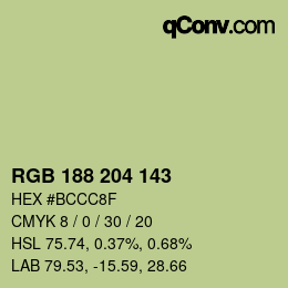 Color code: RGB 188 204 143 | qconv.com