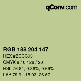 カラーコード: RGB 188 204 147 | qconv.com