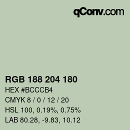 Code couleur: RGB 188 204 180 | qconv.com