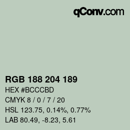 Color code: RGB 188 204 189 | qconv.com