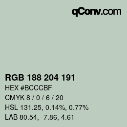 Color code: RGB 188 204 191 | qconv.com